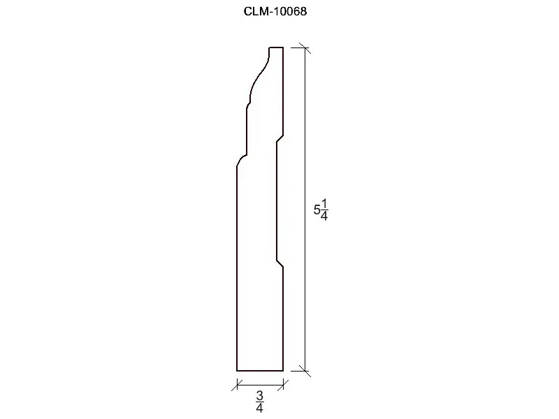 Line drawing of a trim molding profile.