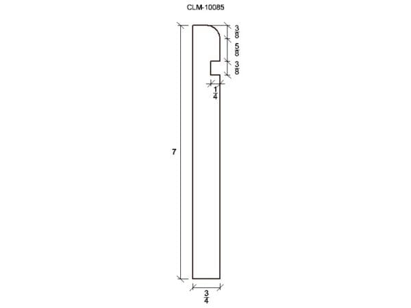 Line drawing of a door stop with dimensions.