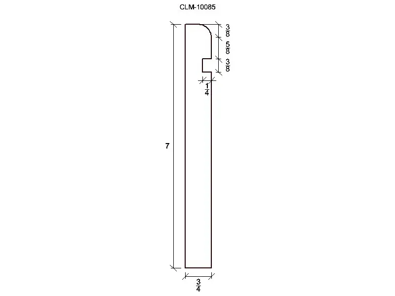 Line drawing of a door stop with dimensions.