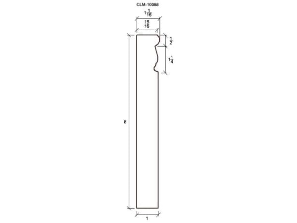 Line drawing of a trim molding profile.