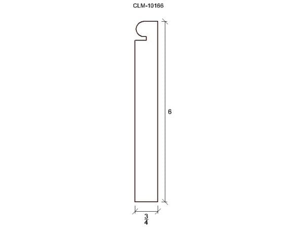 Line drawing of a door trim profile.