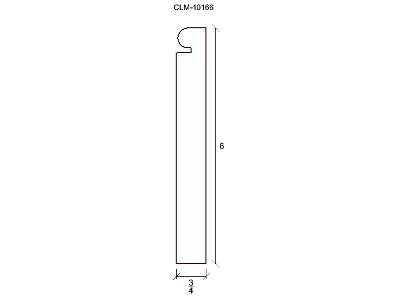 Line drawing of a door trim profile.