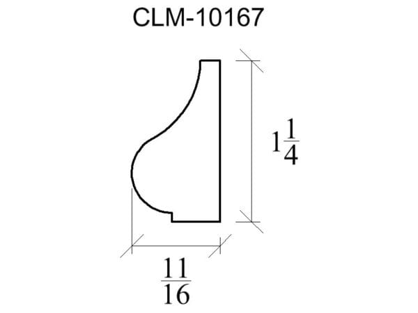 Line drawing of a decorative molding profile.