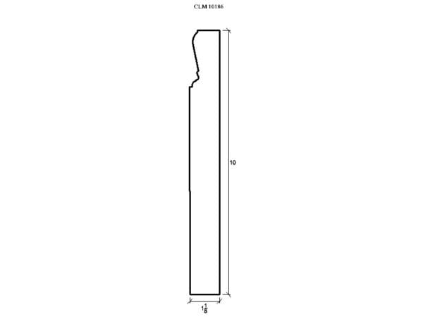 Line drawing of a door trim profile.