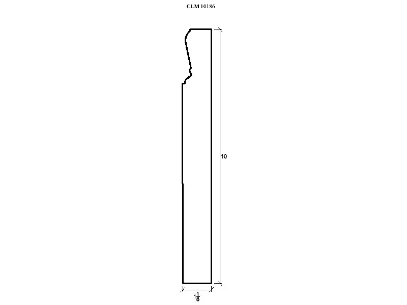 Line drawing of a door trim profile.