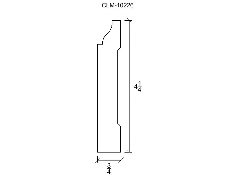 Line drawing of a molding profile.