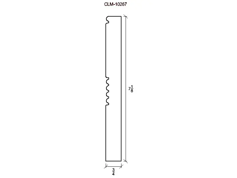 Line drawing of a moulding profile.