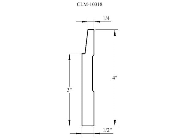 Line drawing of a 3" by 4" molding.