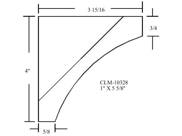 Line drawing of a 1" x 5 5/8" molding.