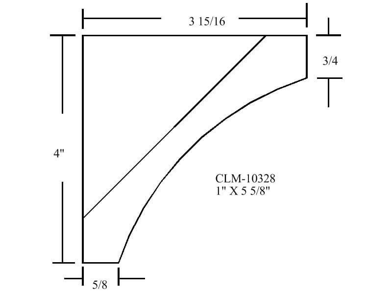 Line drawing of a 1" x 5 5/8" molding.