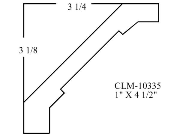 Line drawing of a 1" x 4 1/2" molding.