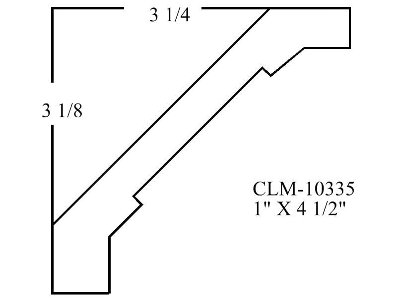 Line drawing of a 1" x 4 1/2" molding.