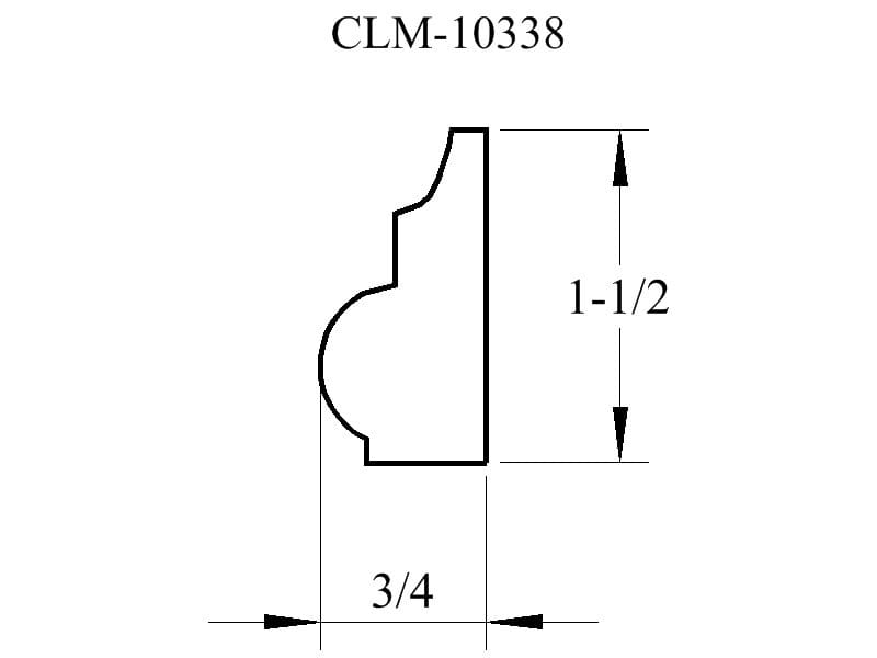 Line drawing of a molding profile.