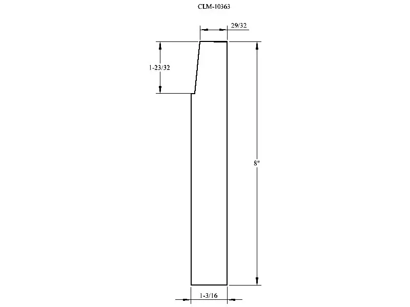 Line drawing of a door with dimensions.