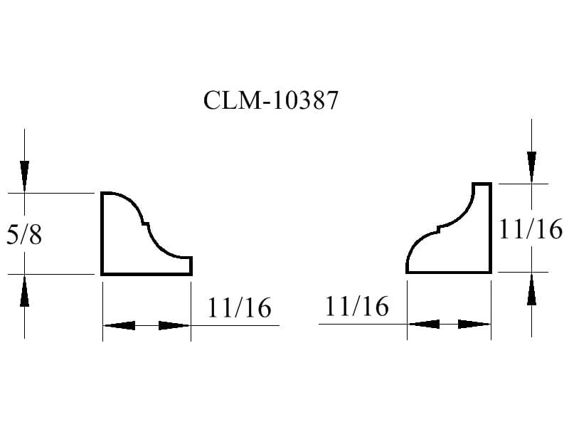 CLM-10387 molding diagram with dimensions.