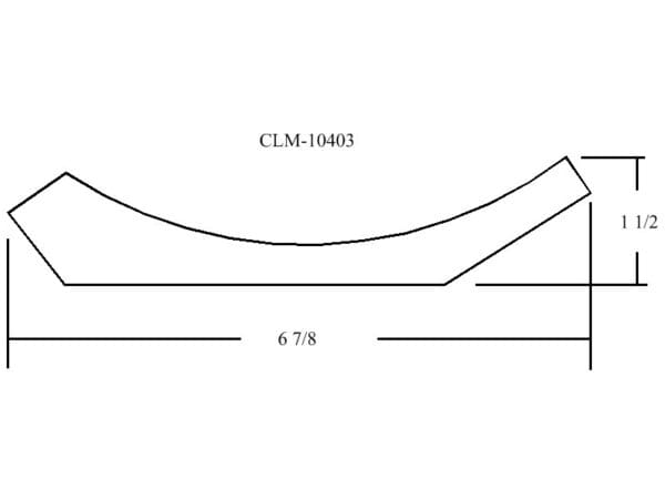 Line drawing of a curved molding.