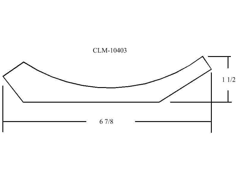 Line drawing of a curved molding.