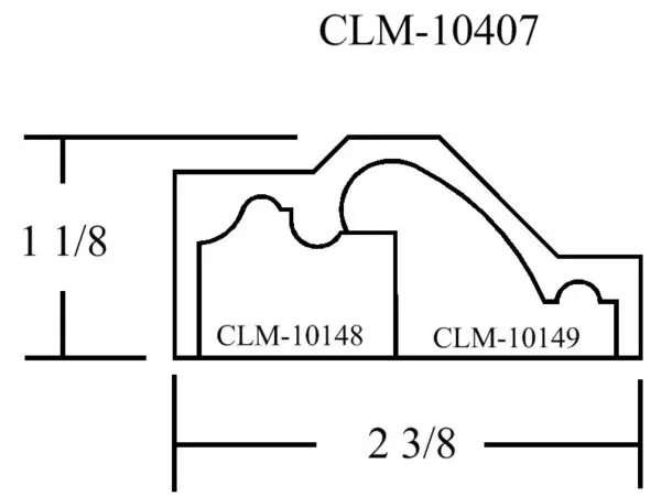 CLM-10407 molding diagram with dimensions.