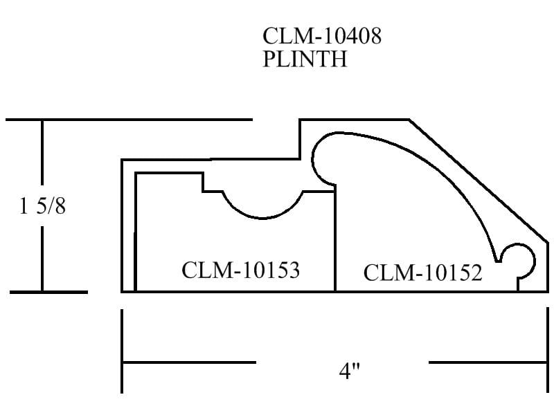 CLM-10408 plinth molding diagram.