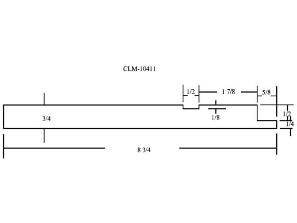 Diagram showing measurements of a part.