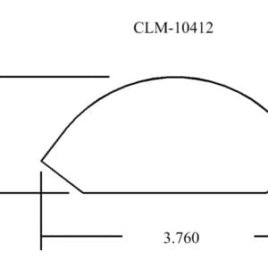 Diagram of a curved shape with dimensions.