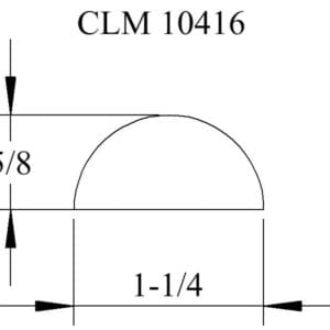 Line drawing of a semi-circle with dimensions.