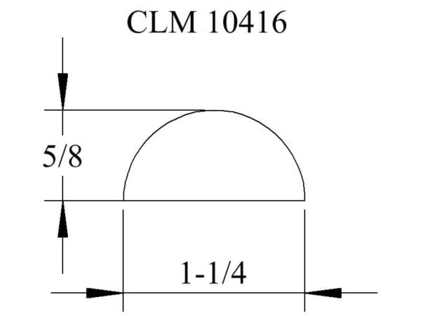 Line drawing of a semi-circle with dimensions.