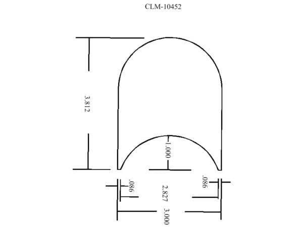 CLM-10452, drawing of an arched shape.