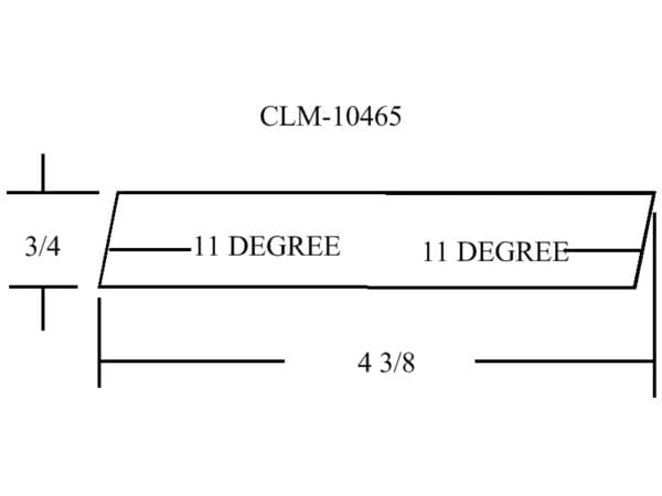 Line drawing of a 11 degree angle.