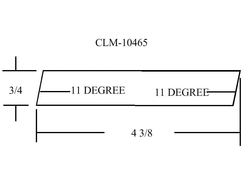 Line drawing of a 11 degree angle.