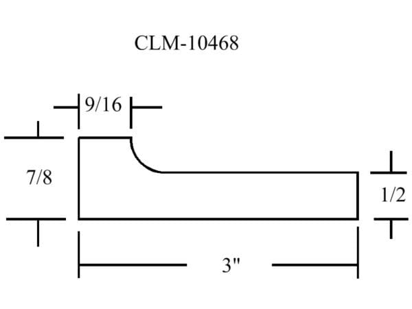 CLM-10468, 3" x 7/8" x 9/16" profile.