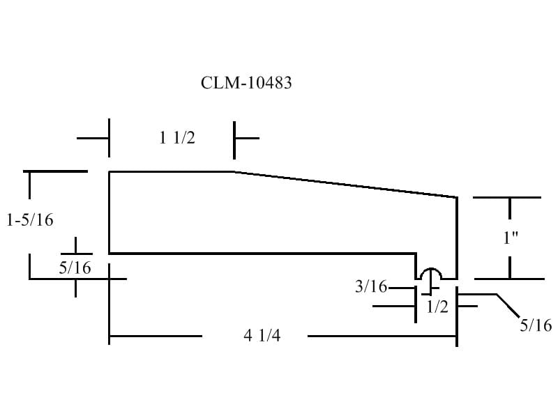 Diagram of CLM-10483 part dimensions.