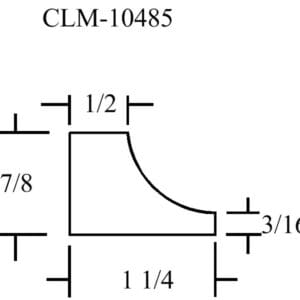 Line drawing of a profile with dimensions.