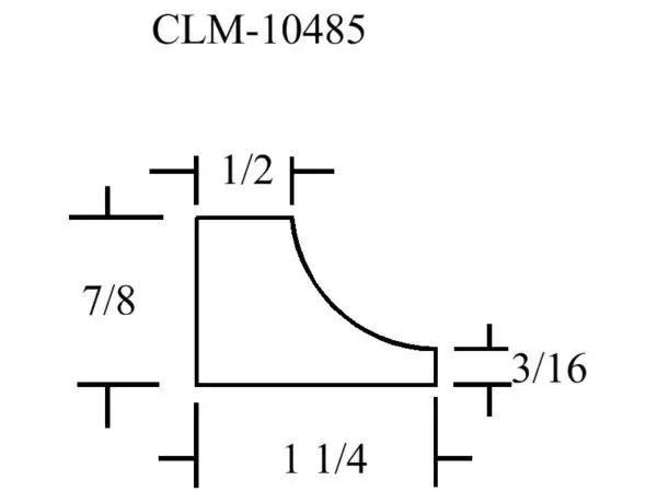 Line drawing of a profile with dimensions.