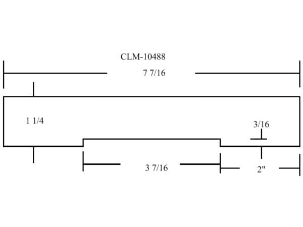 Diagram of part CLM-10488 with dimensions.