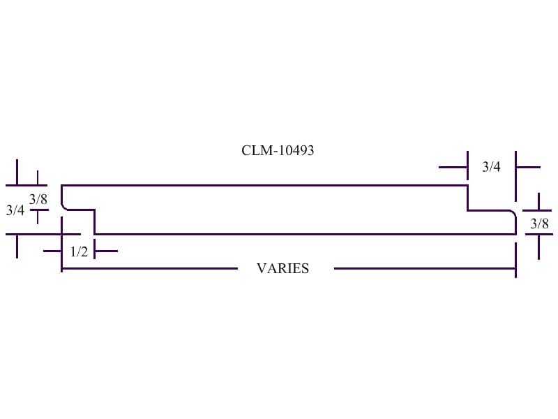 CLM-10493 moldings diagram with dimensions.