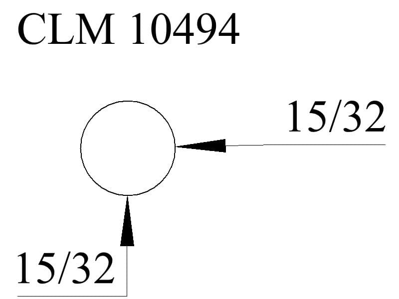 Diagram showing CLM 10494 with a 15/32 ratio.