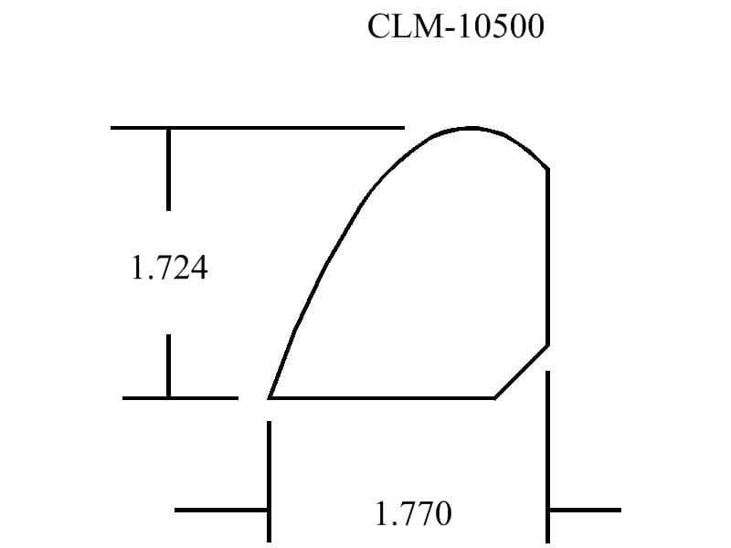 Line drawing of a shape with dimensions.