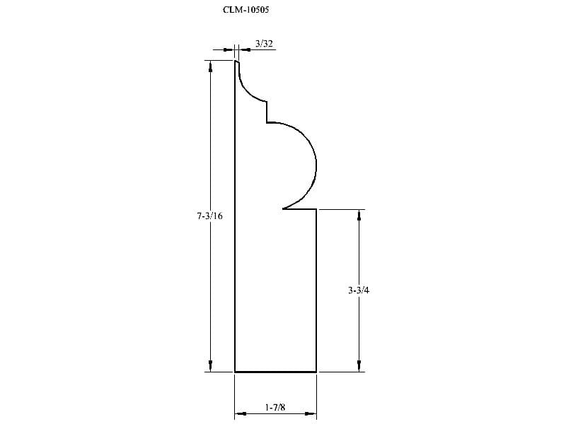 Line drawing of a molding profile.