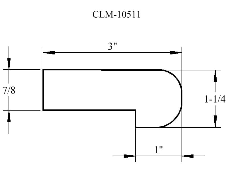 CLM-10511 profile diagram, 3" x 1-1/4"