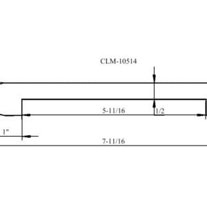 Line drawing of a door handle with dimensions.