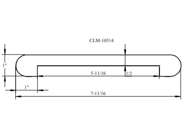 Line drawing of a door handle with dimensions.