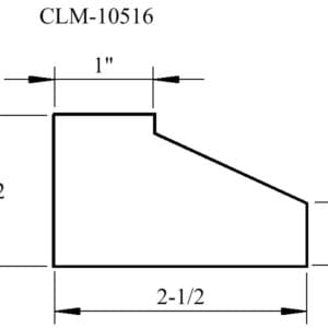 Line drawing of a molding profile with dimensions.