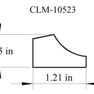 Line drawing of CLM-10523, 0.75 in x 1.21 in.