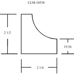 Diagram of molding with dimensions.