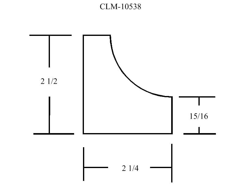 Diagram of molding with dimensions.