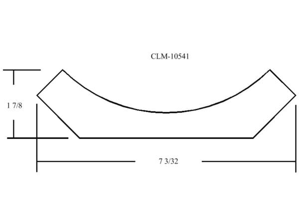 Curved molding diagram with dimensions.