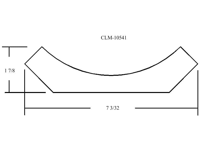 Curved molding diagram with dimensions.