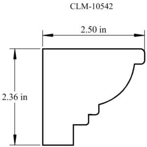 Line drawing of a molding profile.