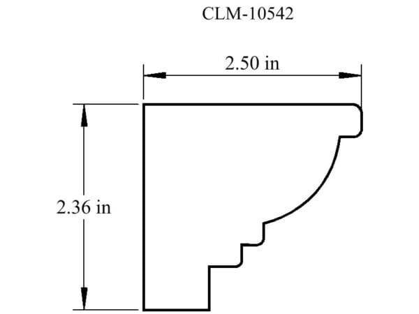 Line drawing of a molding profile.